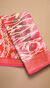 Pink Abstract Dola Silk Saree
